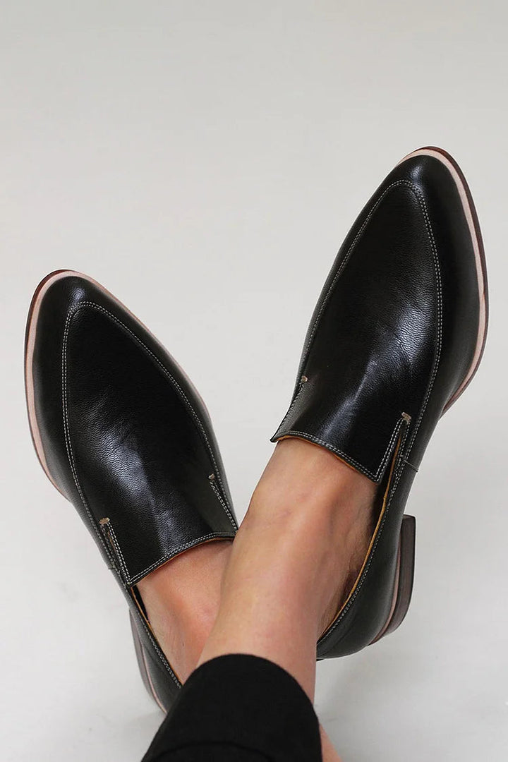 Zofia™ | Black patchwork moccasin