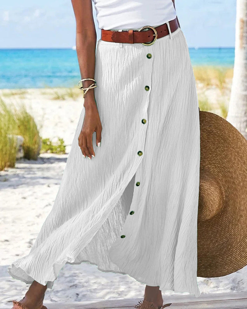 Syndy | Buttoned Flowing Midi Skirt