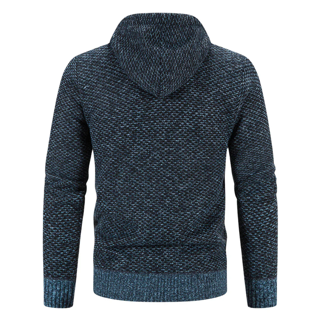 Textured Knit Zip-Up Hoodie