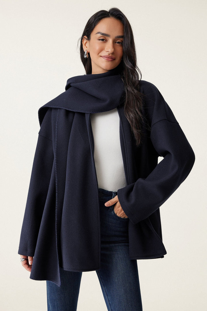 Jacket with oversized scarf