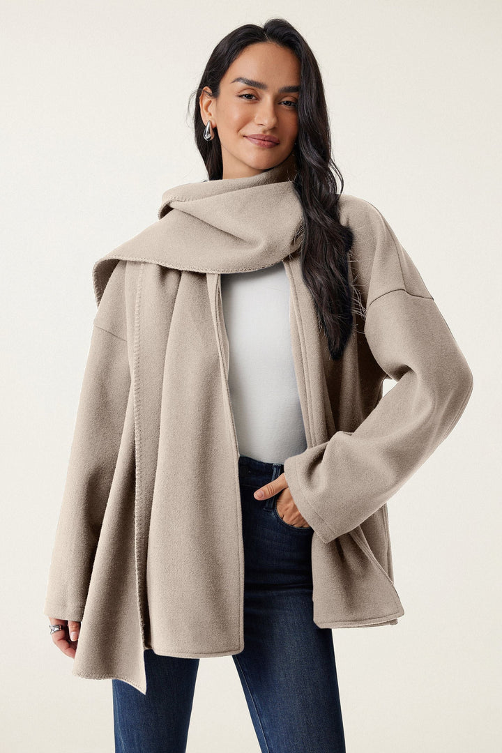 Jacket with oversized scarf