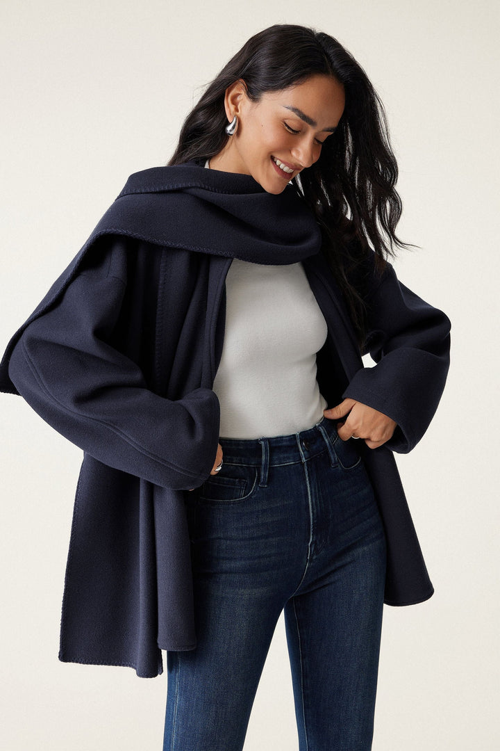 Jacket with oversized scarf