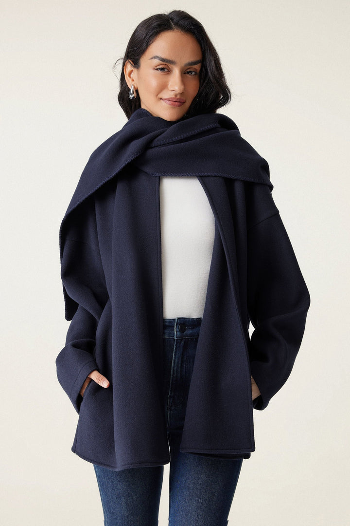 Jacket with oversized scarf