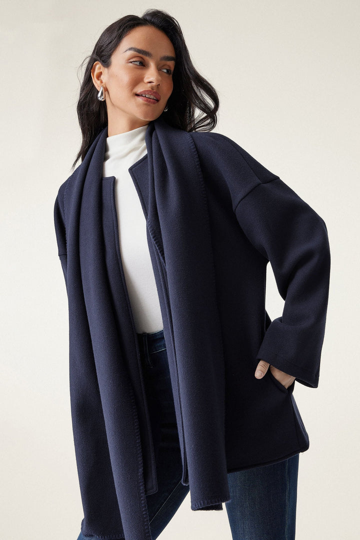 Jacket with oversized scarf