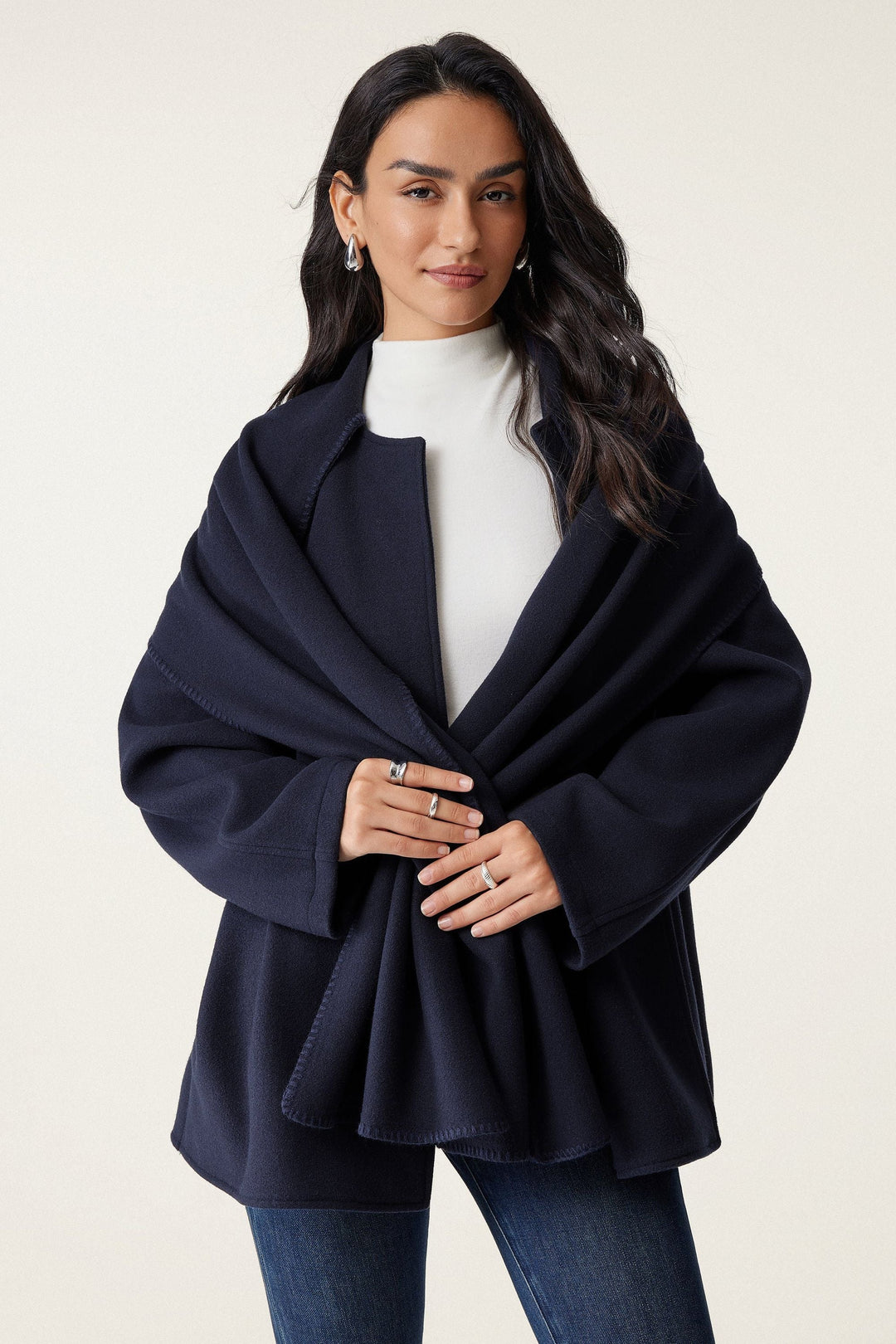Jacket with oversized scarf