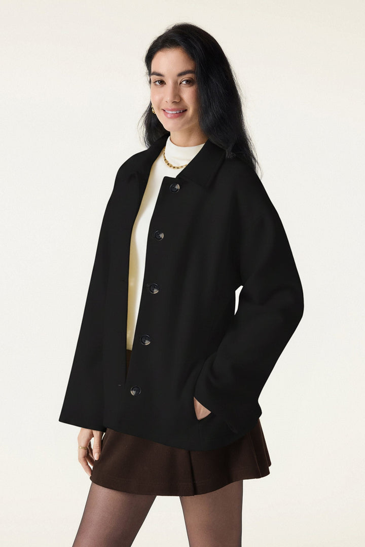 Jacket with belt and buttons