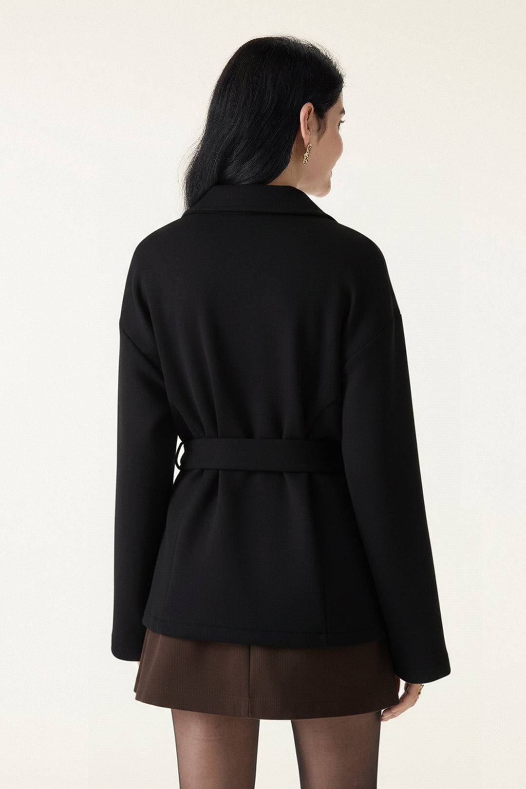 Jacket with belt and buttons
