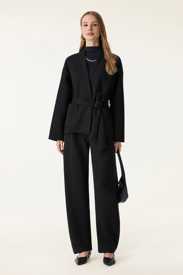 Belted robe-style coat