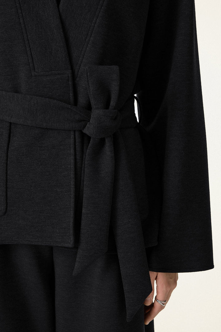 Belted robe-style coat