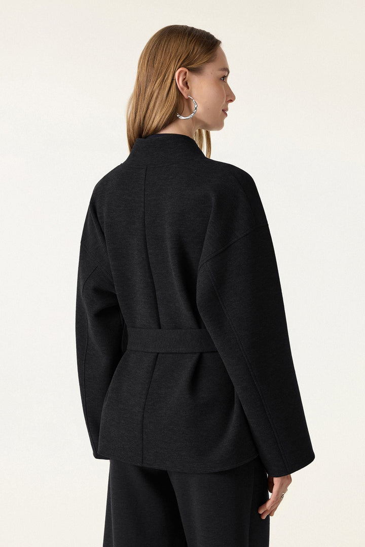 Belted robe-style coat