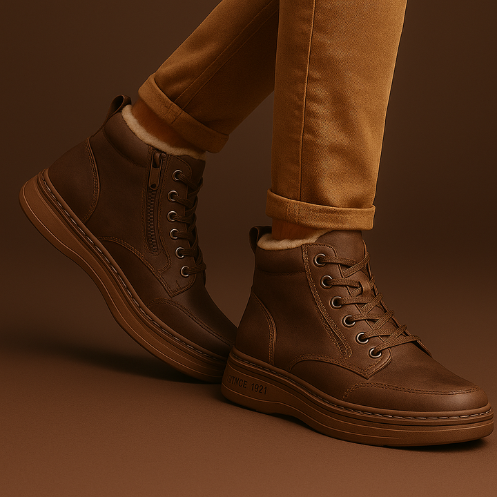 Winter Boots With Sherpa Lining And Leather Exterior