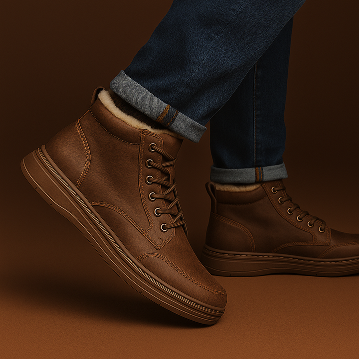 Winter Boots With Sherpa Lining And Leather Exterior