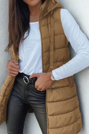 Casual sleeveless gilet with long hood