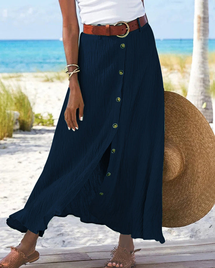 Syndy | Buttoned Flowing Midi Skirt