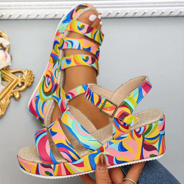 Luna | Elevated Retro Swirl Sandals