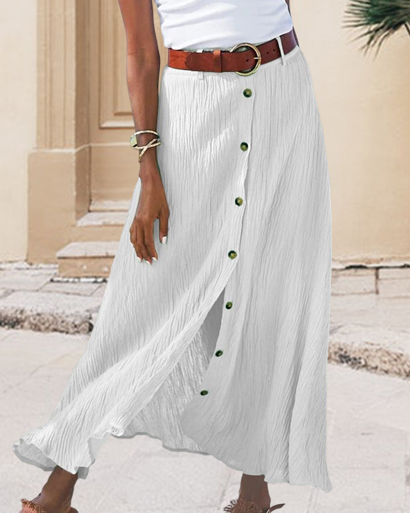 Syndy | Buttoned Flowing Midi Skirt