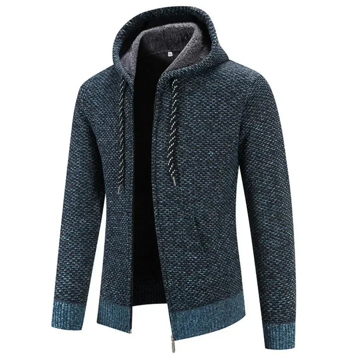 Textured Knit Zip-Up Hoodie