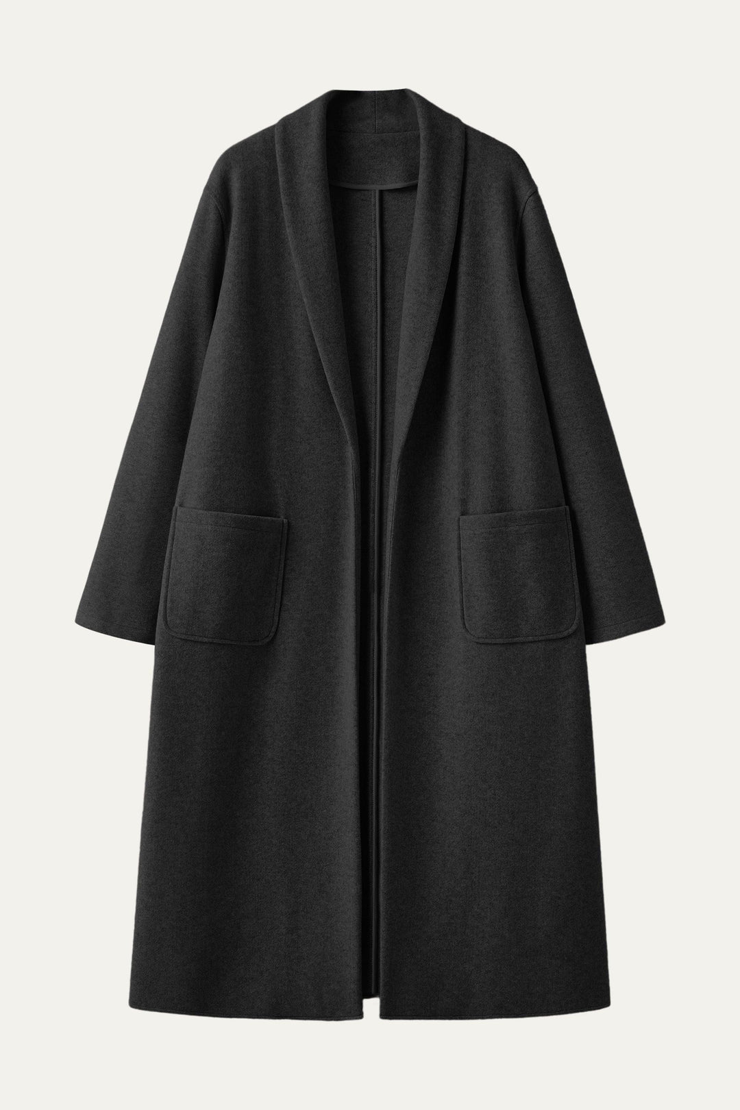 Long coat with applied pockets
