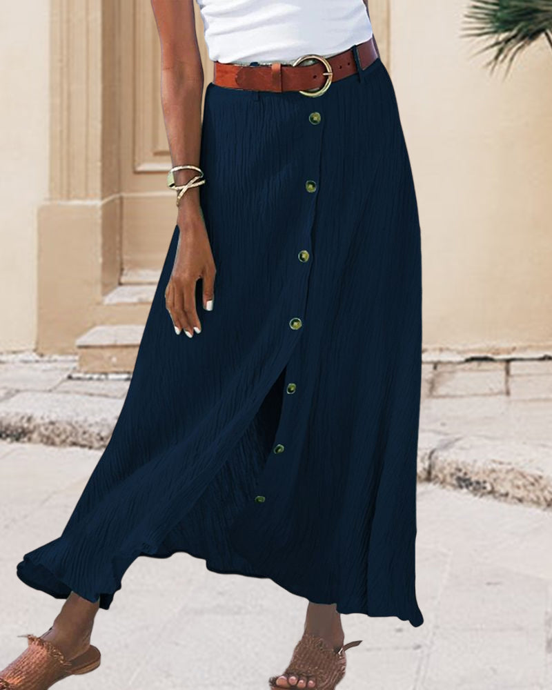 Syndy | Buttoned Flowing Midi Skirt
