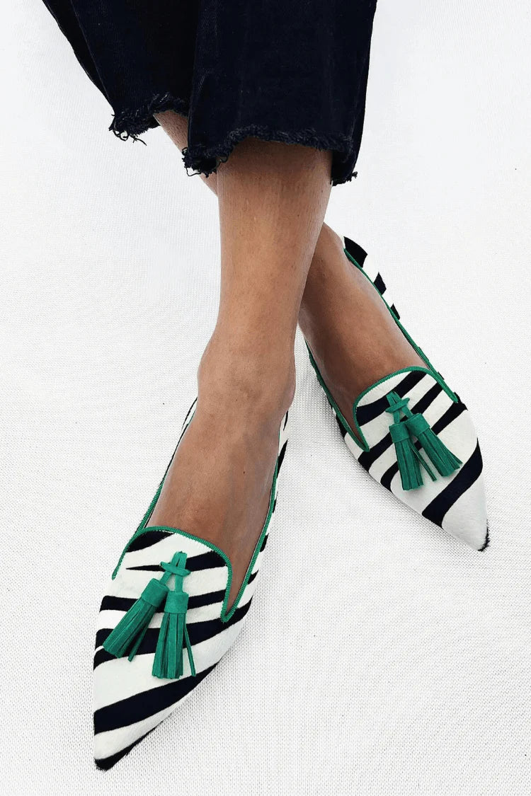 Riane™ | Zebra Green Loafers