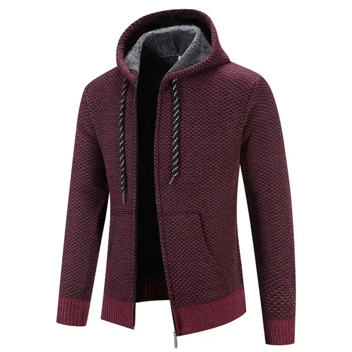 Textured Knit Zip-Up Hoodie