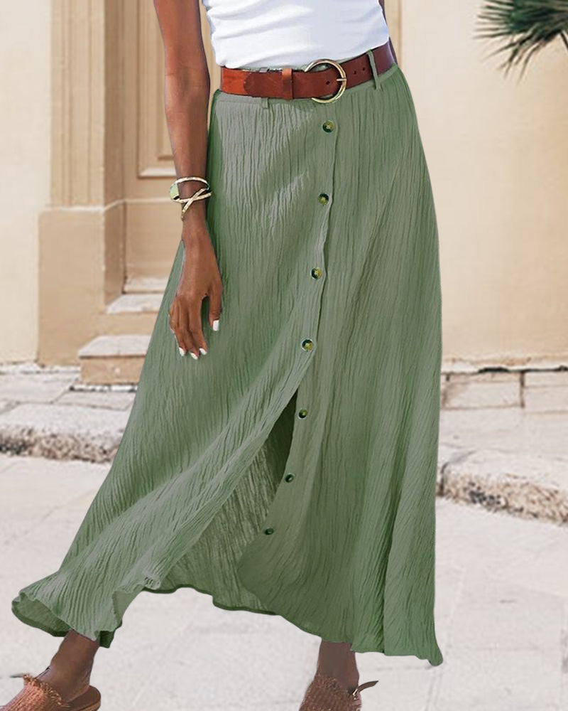 Syndy | Buttoned Flowing Midi Skirt