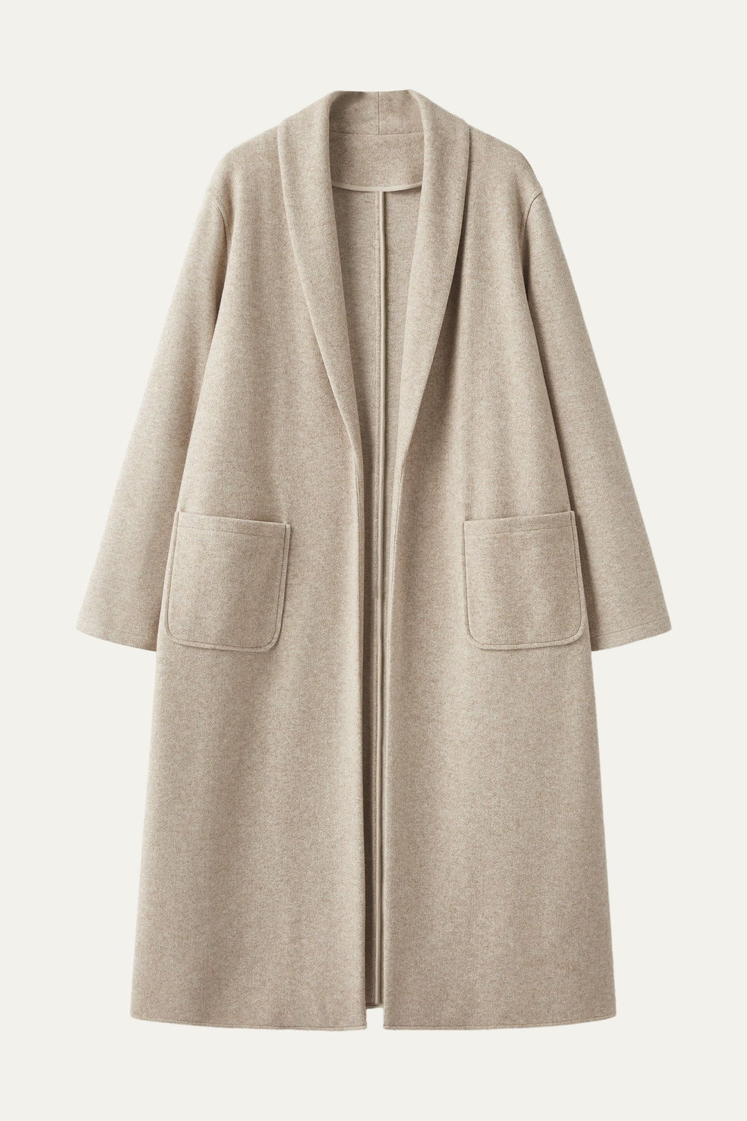 Long coat with applied pockets