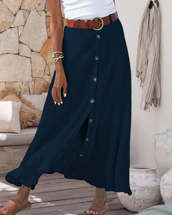 Syndy | Buttoned Flowing Midi Skirt