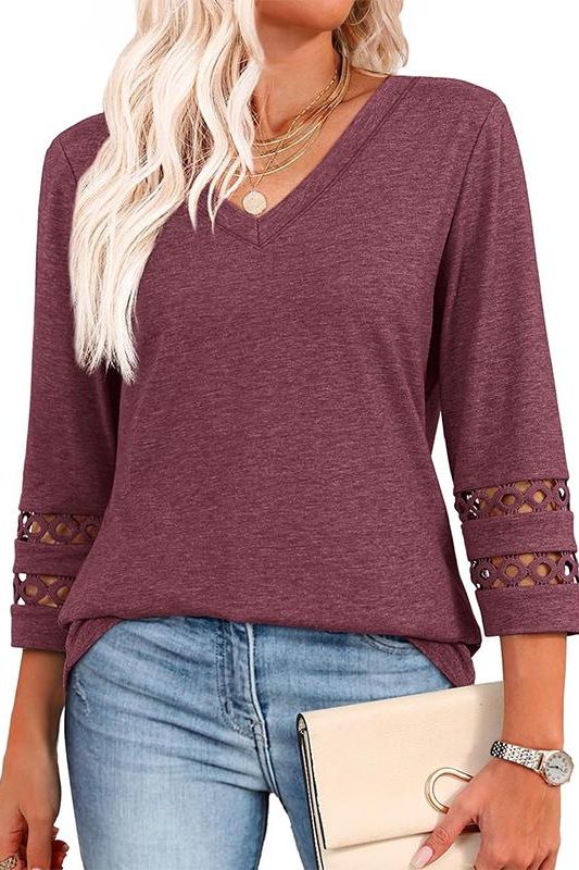 Top with Elegant Edge V-Neck