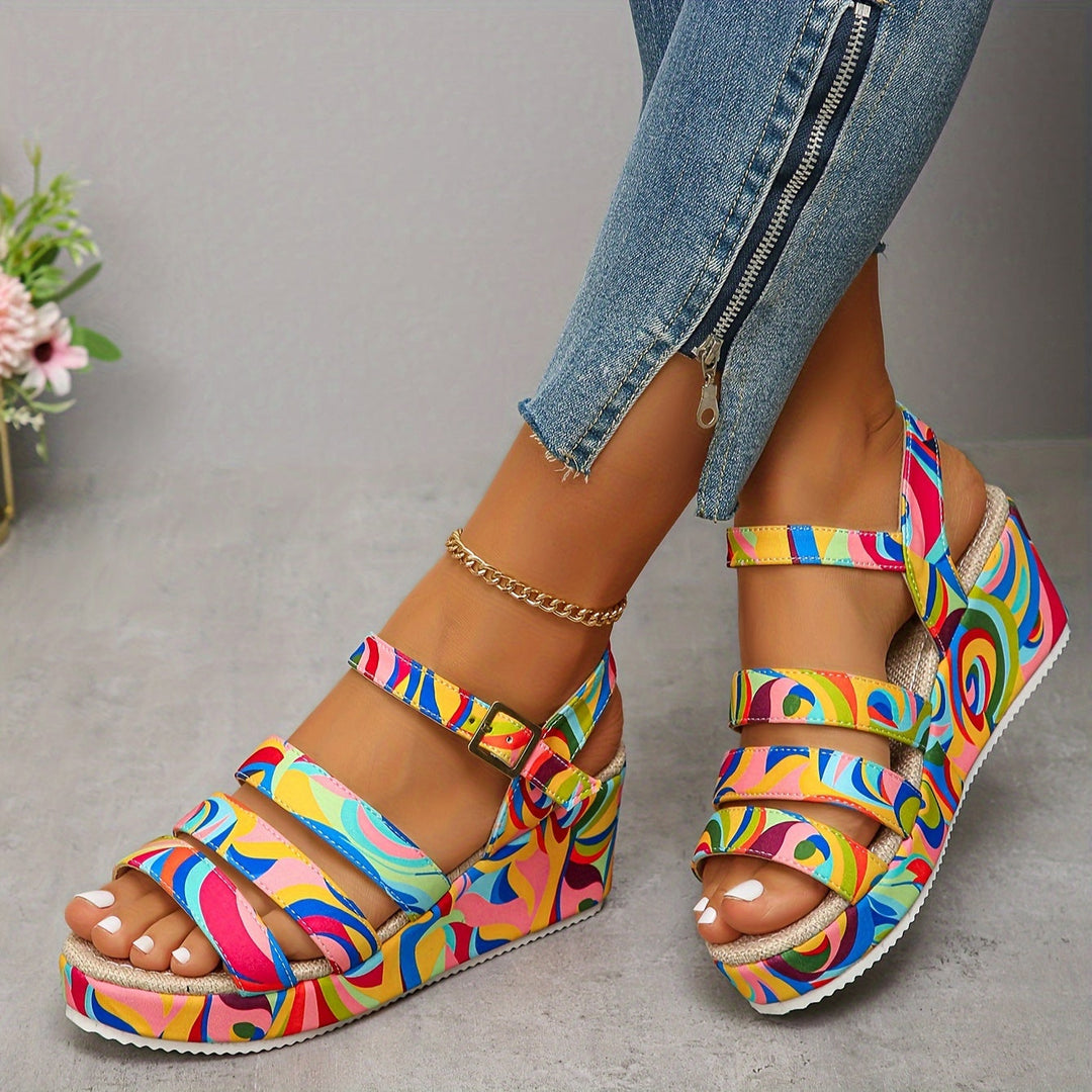 Luna | Elevated Retro Swirl Sandals