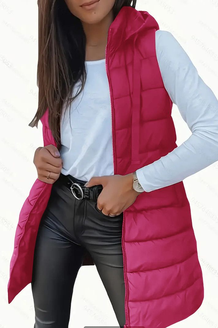 Casual sleeveless gilet with long hood