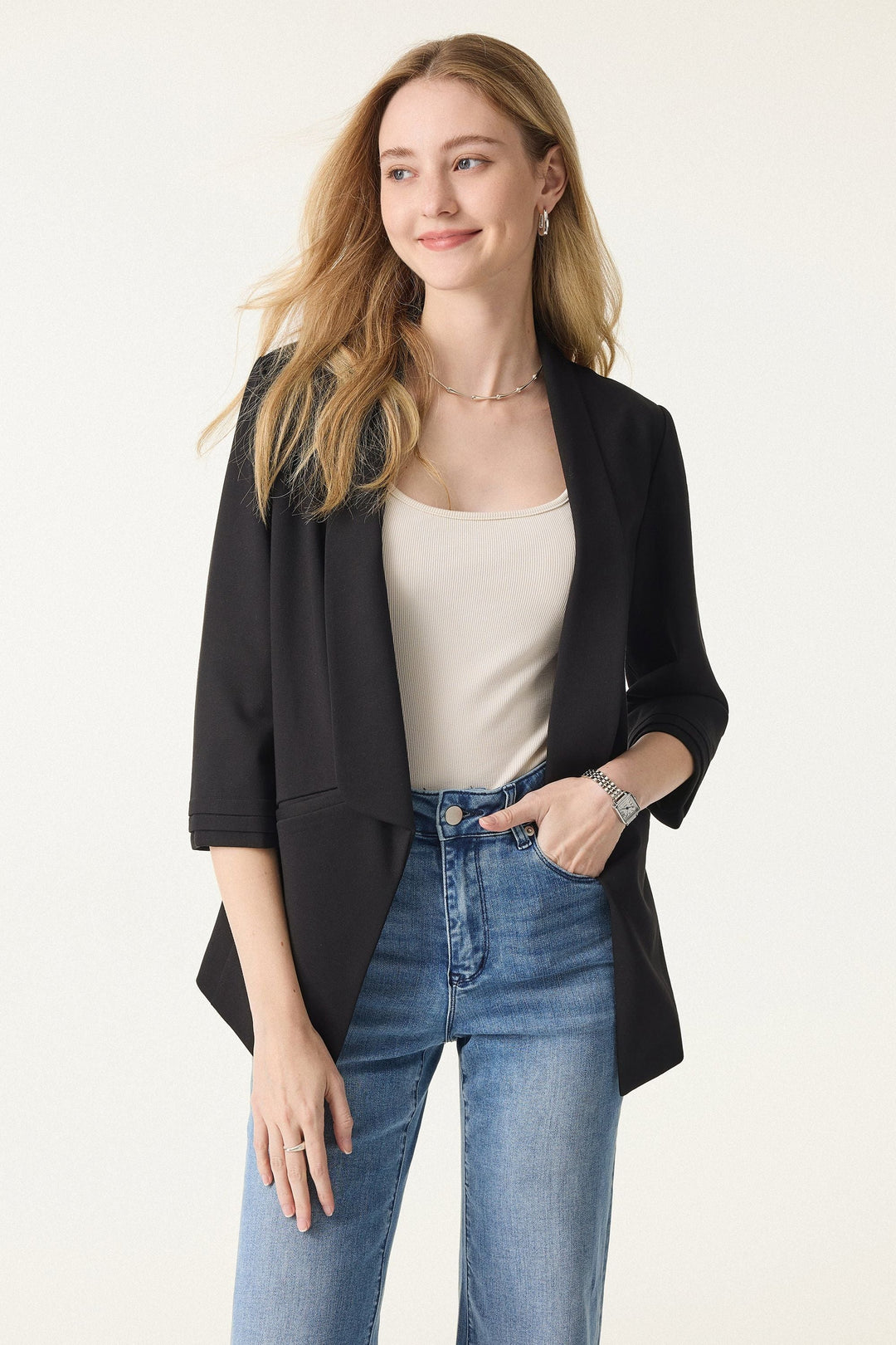 Blazer with 3/4 sleeves