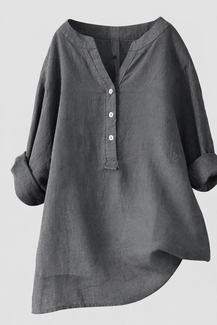 Linen Button-Up Blouse