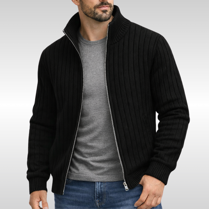 Ribbed Knit Full-Zip Jacket