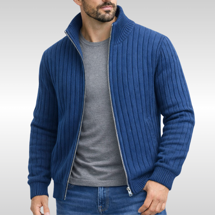 Ribbed Knit Full-Zip Jacket