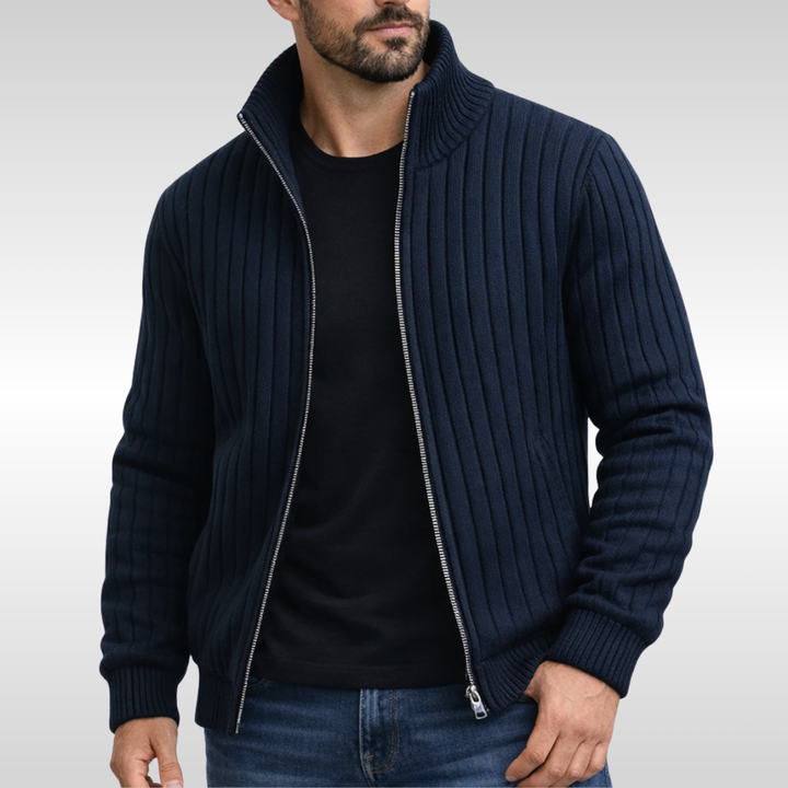 Ribbed Knit Full-Zip Jacket