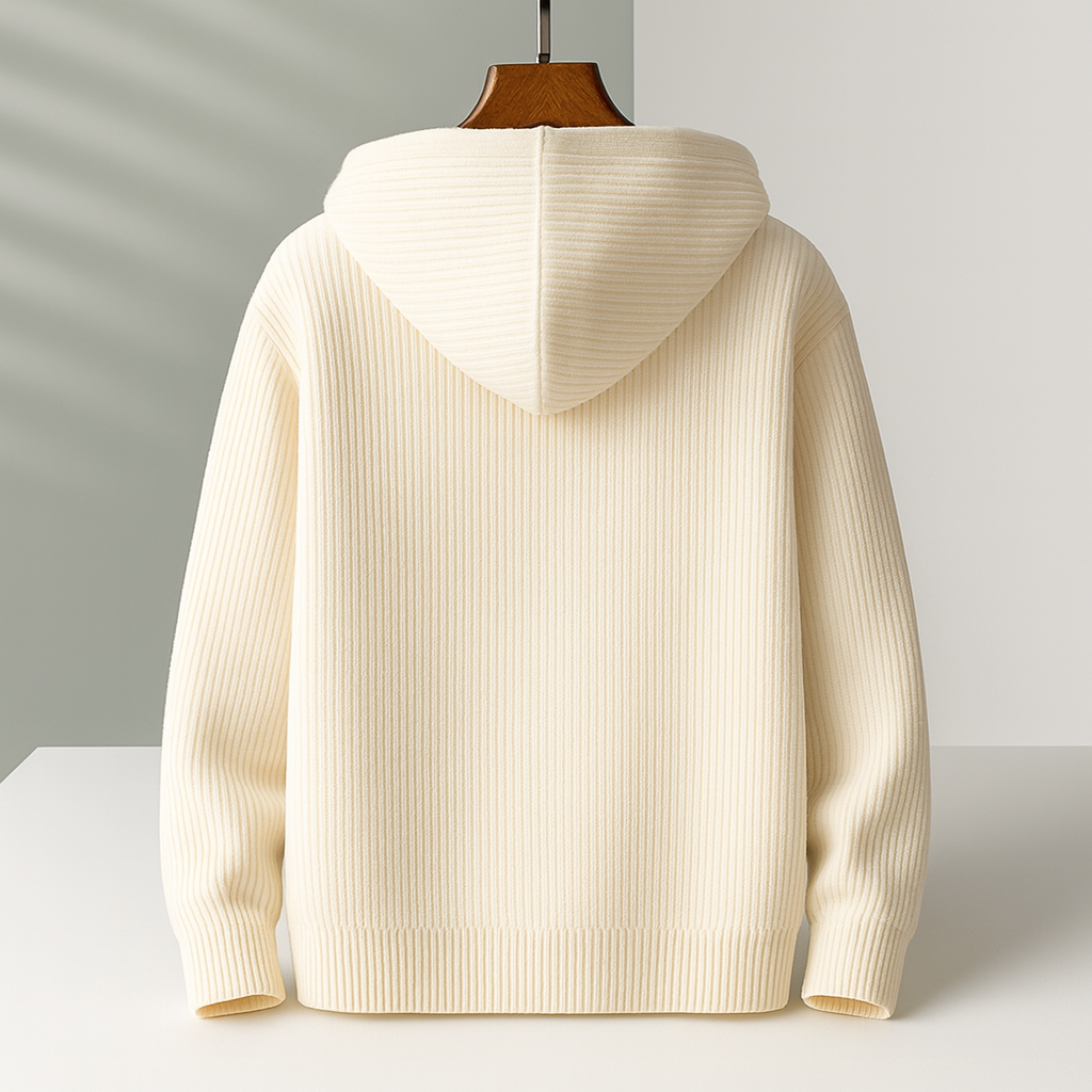 Textured Knit Hooded Cardigan