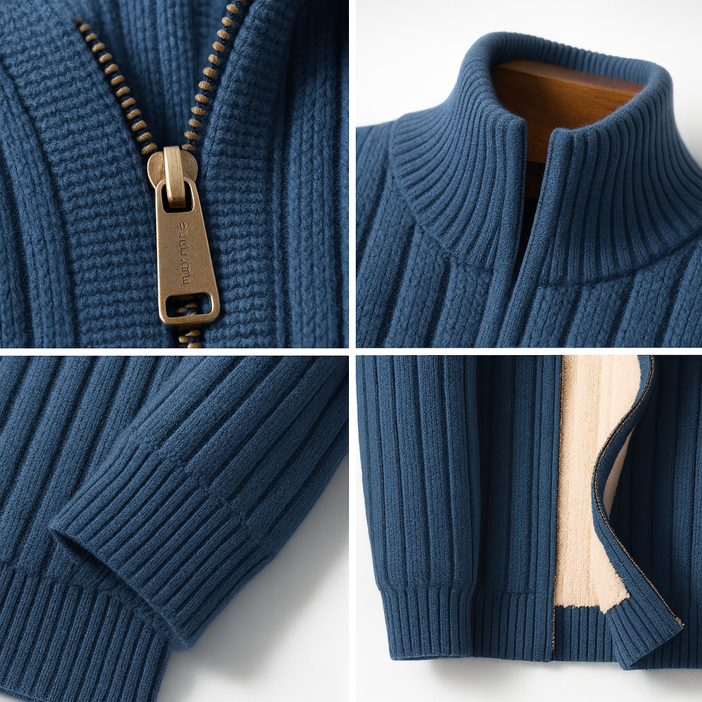 Ribbed Knit Full-Zip Jacket