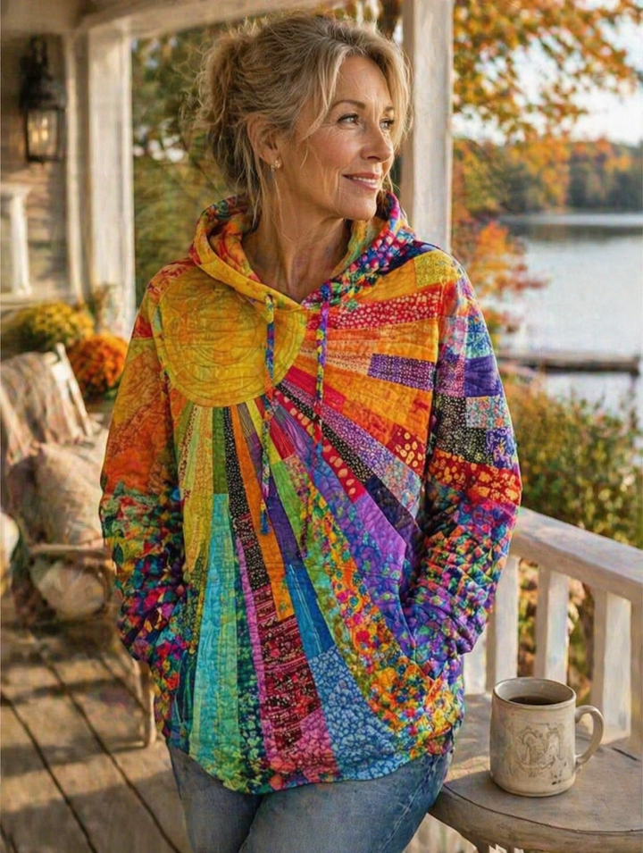 Laura™ | Bohemian Multicolour Patchwork Hoodie