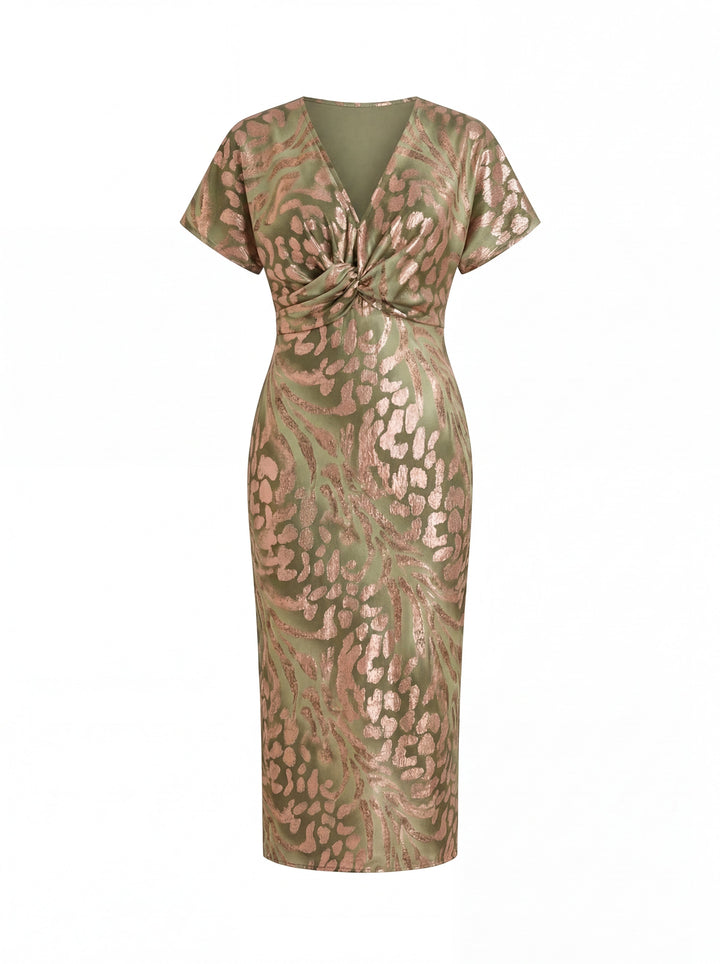 Calandra | Copper Wrap Midi Dress