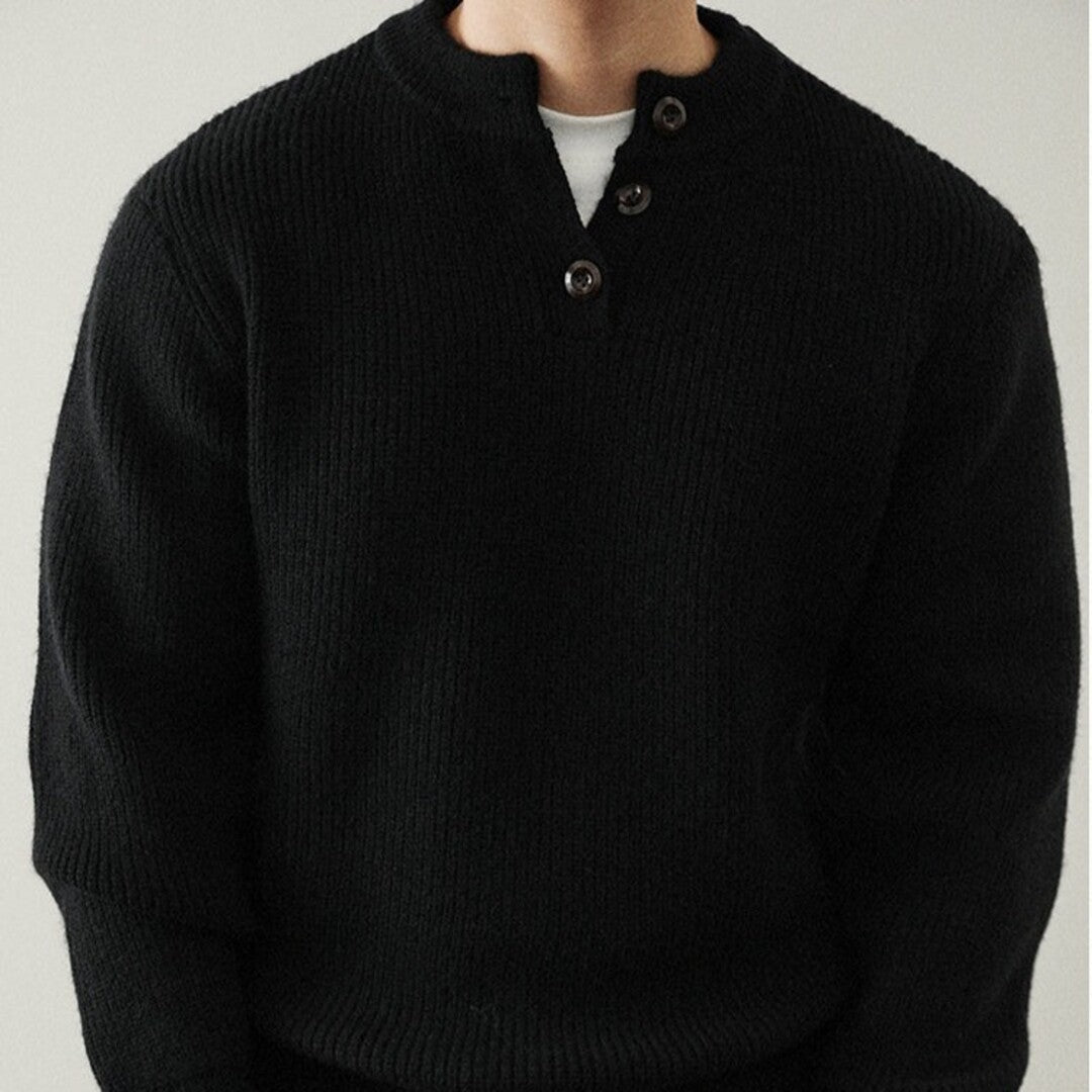 Ribbed Henley Sweater In Ravello