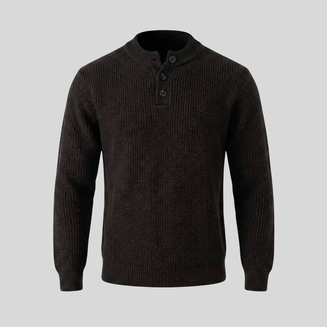 Ribbed Henley Sweater In Ravello