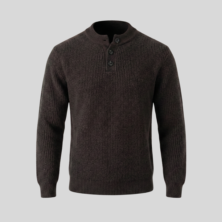 Ribbed Henley Sweater In Ravello