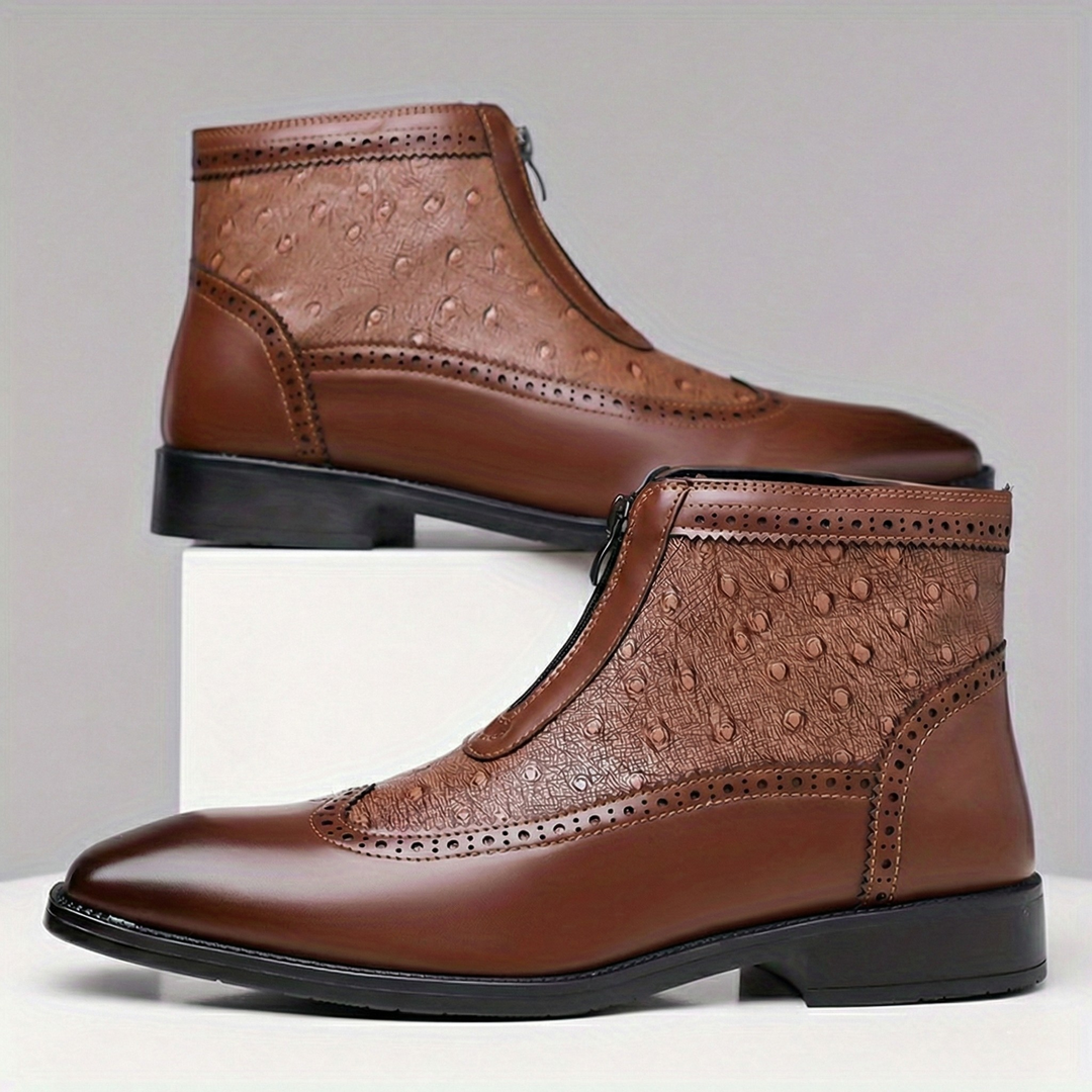 Textured Leather Boots By Fairmont
