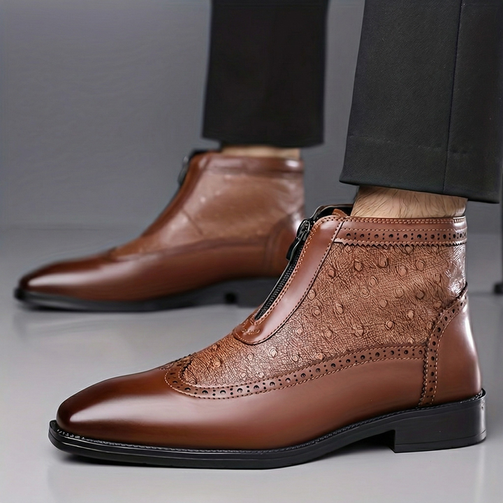 Textured Leather Boots By Fairmont