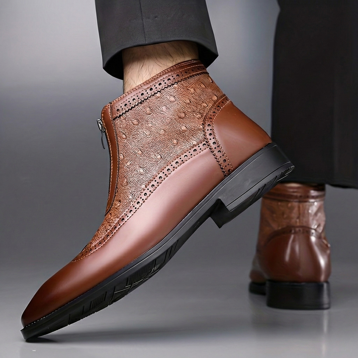 Textured Leather Boots By Fairmont