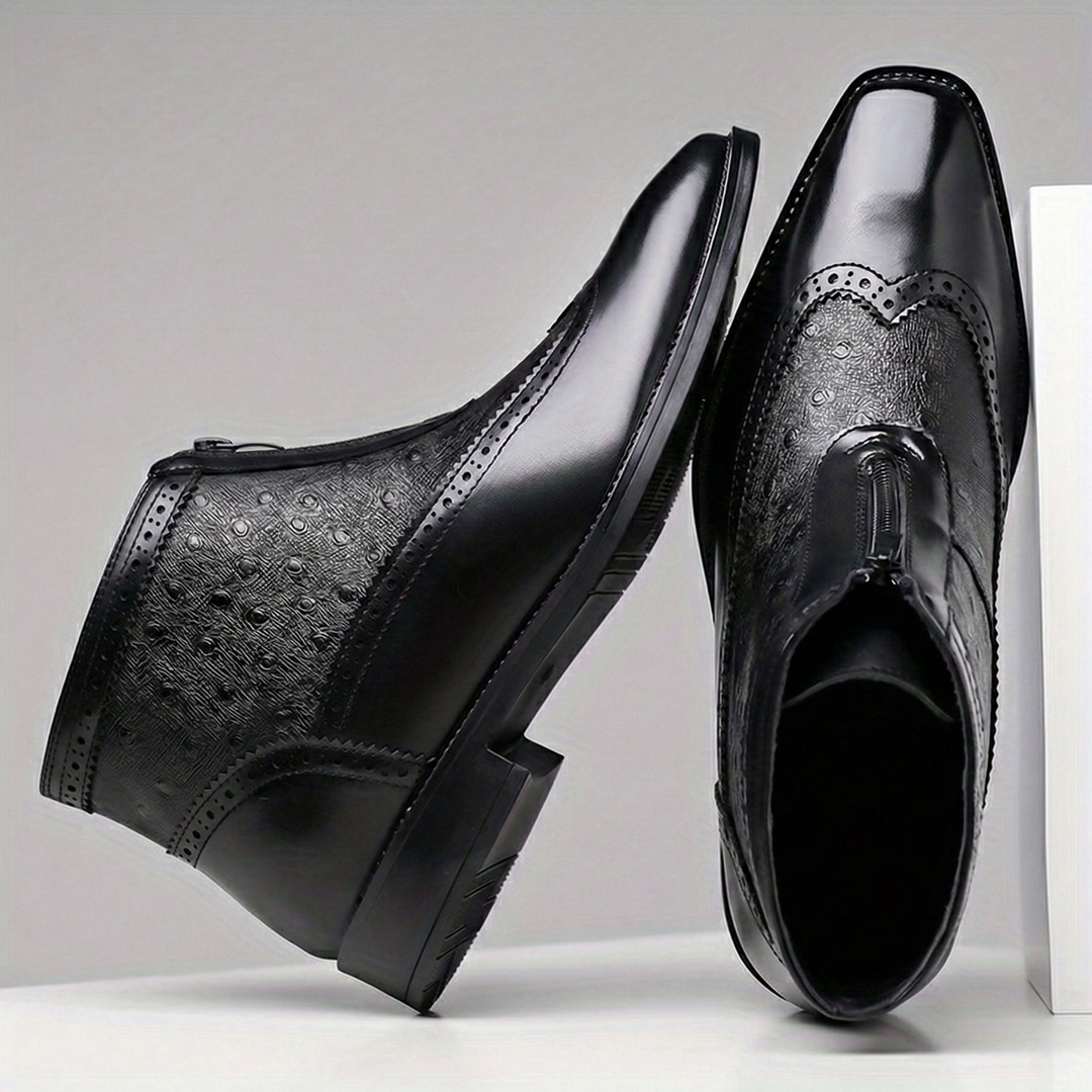 Textured Leather Boots By Fairmont