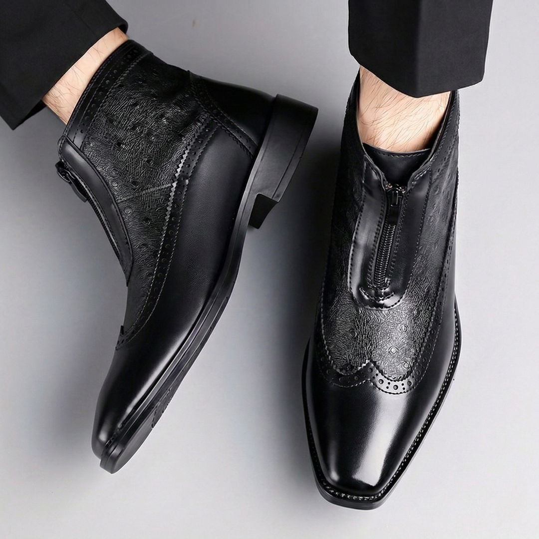Textured Leather Boots By Fairmont