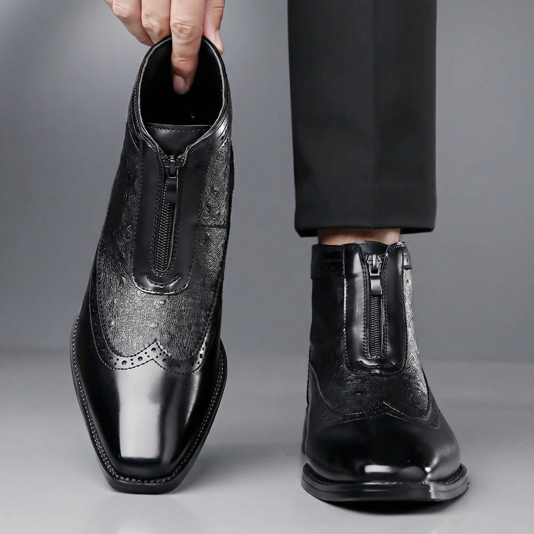 Textured Leather Boots By Fairmont
