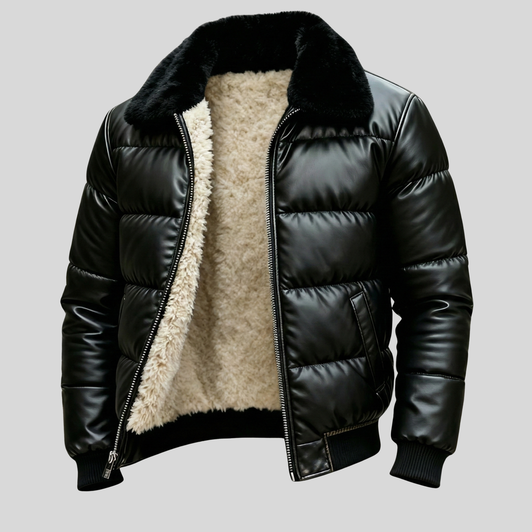 Dawn Sherpa-Lined Padded Leather Jacket